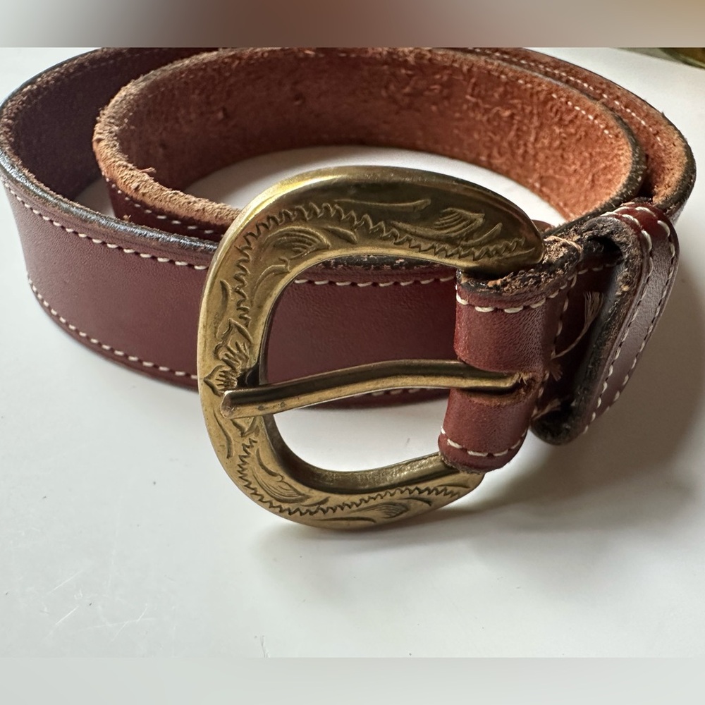 Coach Saddle Leather Belt 33 inch with brass buckle